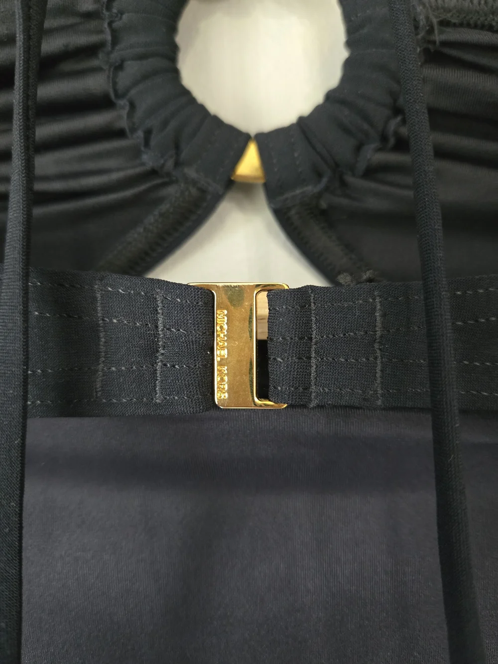 Michael Kors Black Off-Shoulder Halter Ring Bodysuit